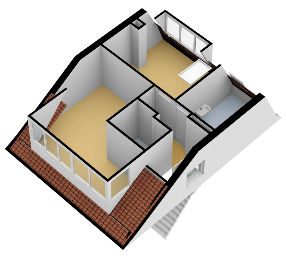 3D-plattegrond van dezelfde verdieping met sauna